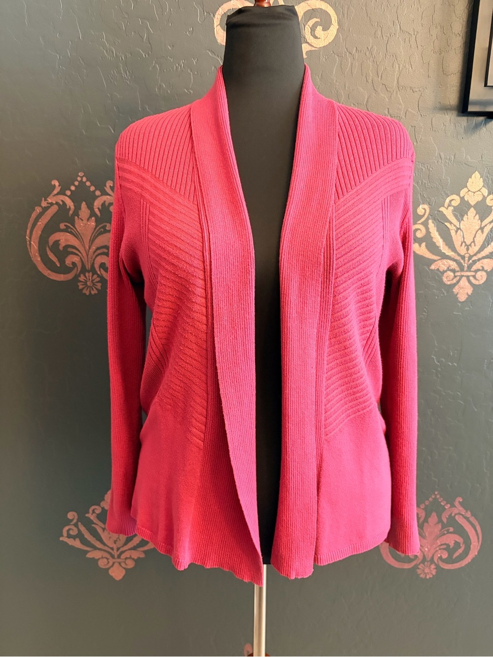Verve Ami Open-Front Ribbed Cardigan in Dusty Pink